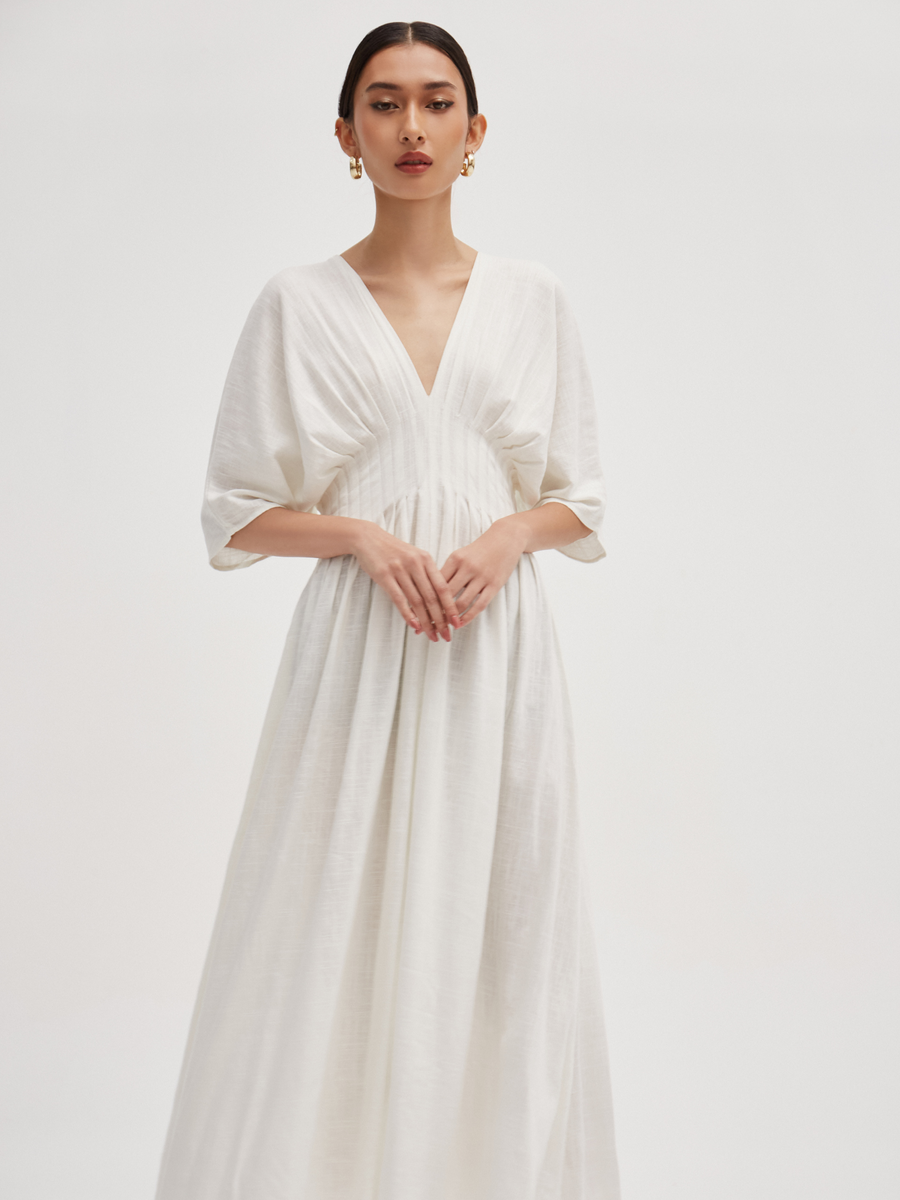 Nia Dress in Linen White Hanya Nia Dress in Linen White Hanya