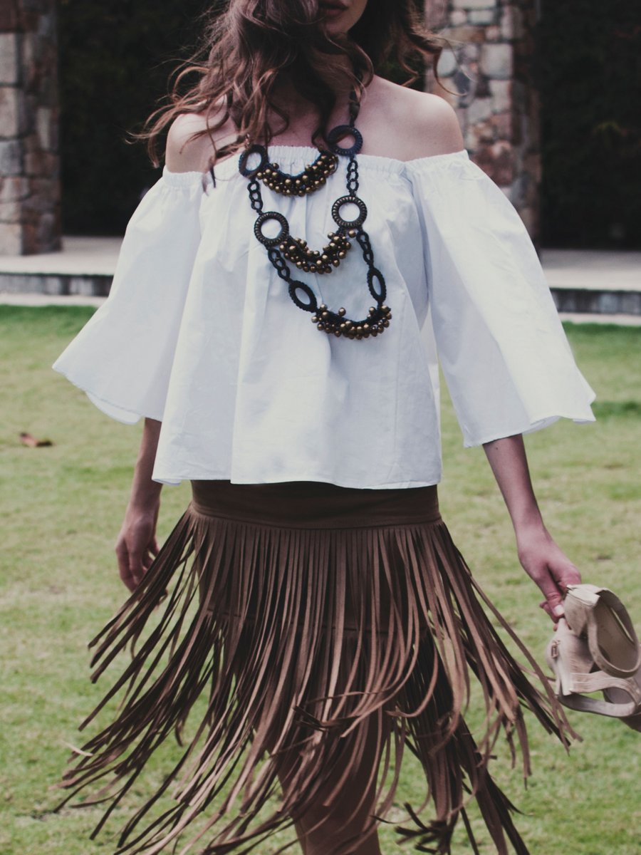 Boho fringe skirt best sale