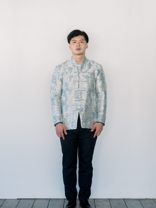 Wayne Mandarin Top in Hydrangea Blue