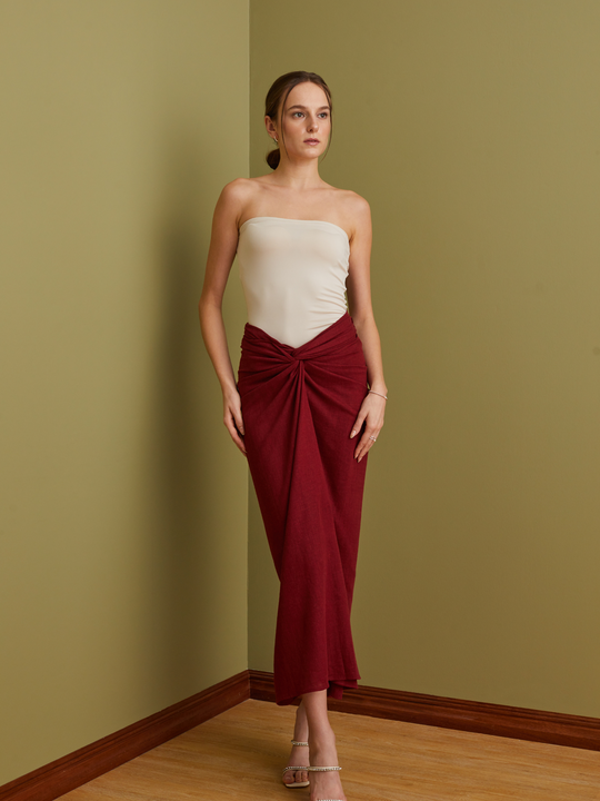 Nyssa Wrap Skirt in Burgundy