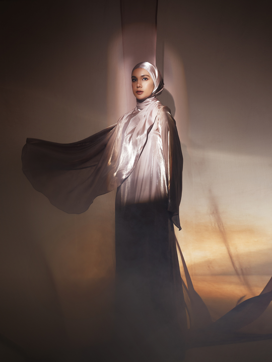 Aisya Drape Cape Abaya in Rose Gold