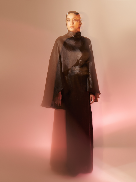 Aisya Drape Cape Abaya in Black