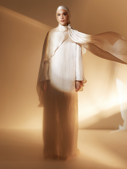 Aisya Drape Cape Abaya in Soft Gold