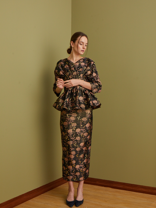 Nyla Jacquard Top in Black