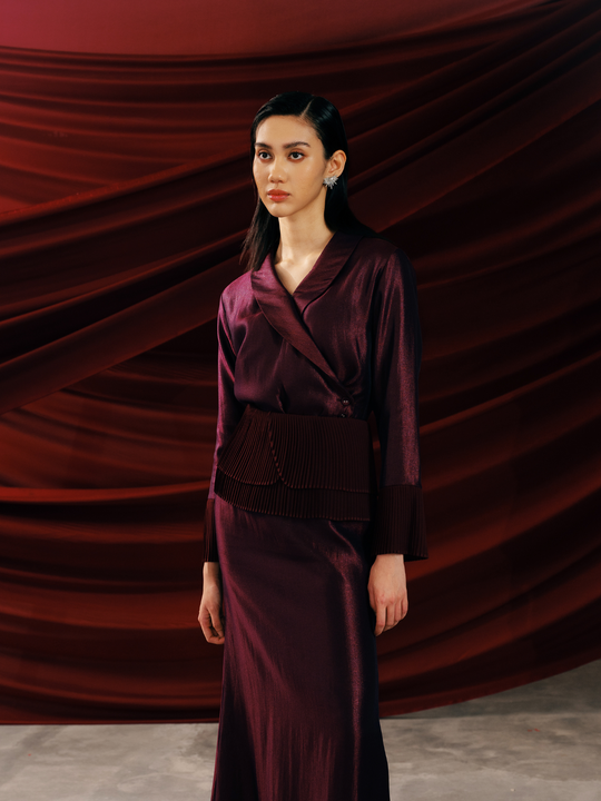 Rhea   Kurung   Set in   Burgundy