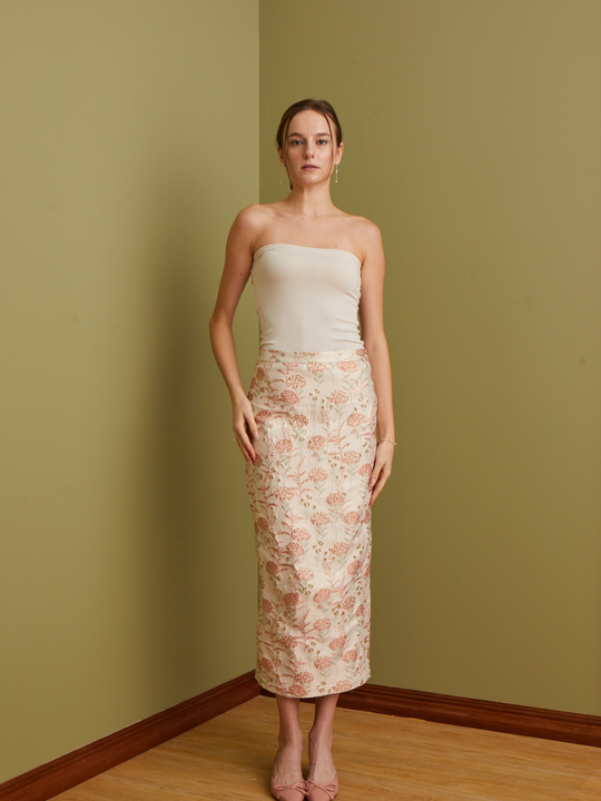 Nyla Jacquard Skirt in White