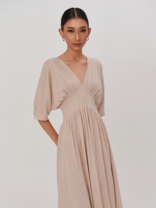 Nia Dress        in           Light       Beige