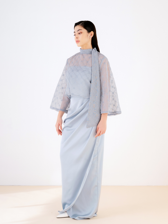 Aretha Dress Set In Ocean Blue