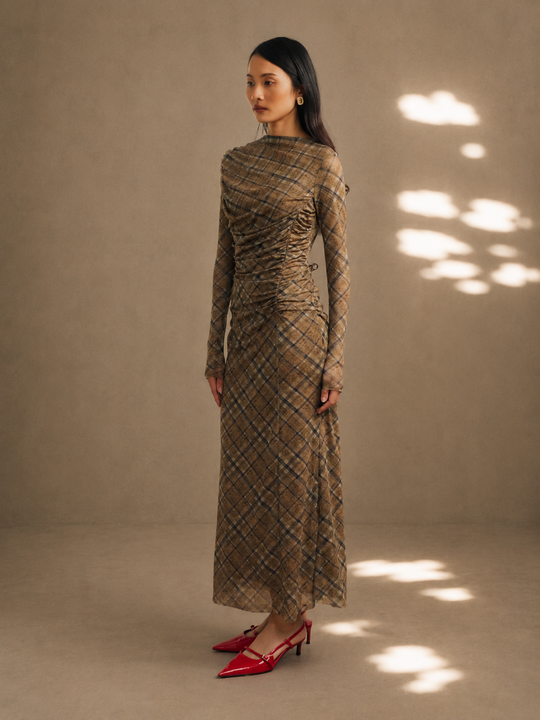 El Mesh Dress in Plaid