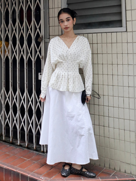 Nara Polka Top in Cream