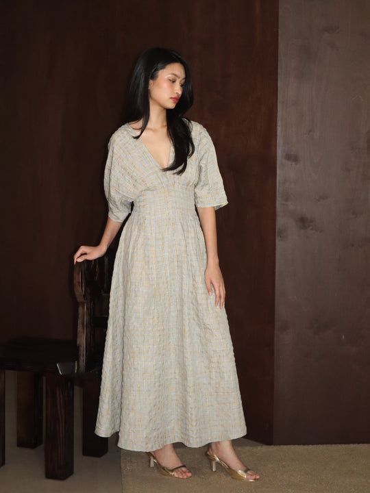 (Pre-Order) Nia Checkered Dress in Ash