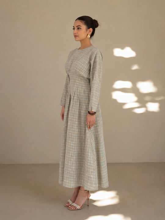 [Backorder] Nyssa Checkered Dress in Ash