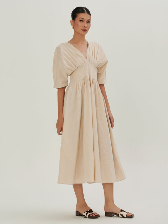 Nia Dress in Natural Beige