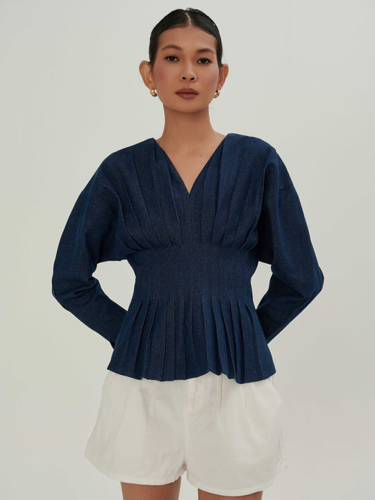 Nara     Top    Denim    in Blue