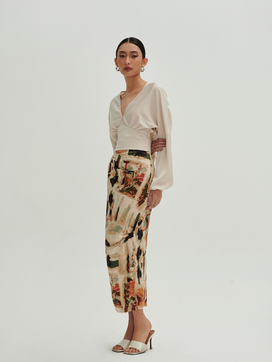 Anya Skirt in Ivory Marble