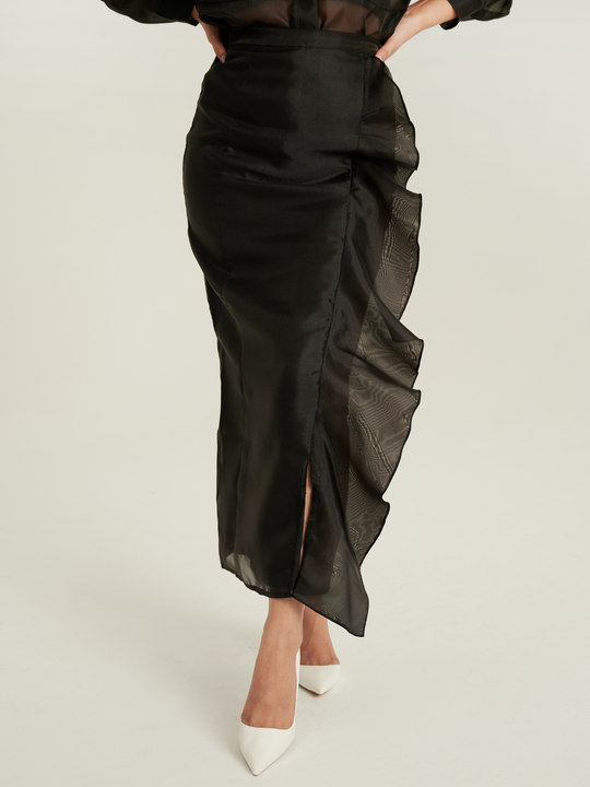 Vera Organza Skirt in Black
