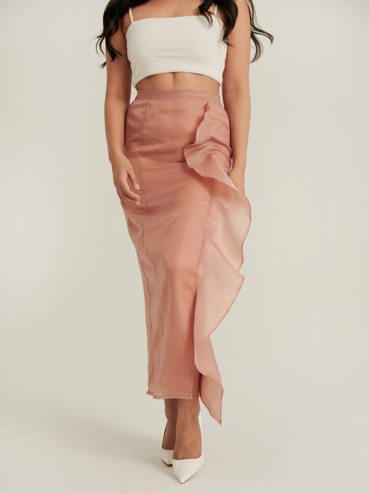 Vera Organza Skirt in Nude Blush