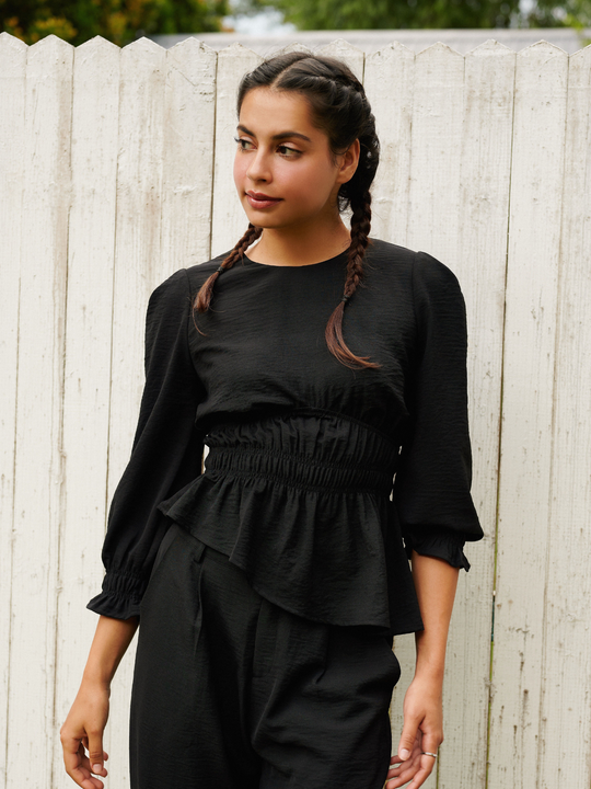 Halsey Asymmetrical Top in Black