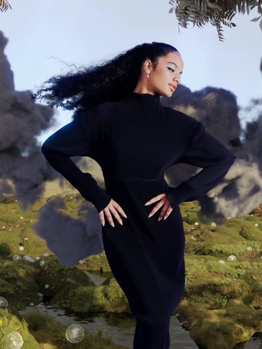 Dhia Dress in Midnight Black