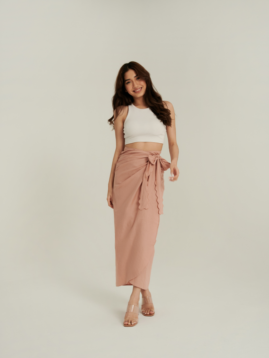 Dewi Linen Wrap Skirt in Petal