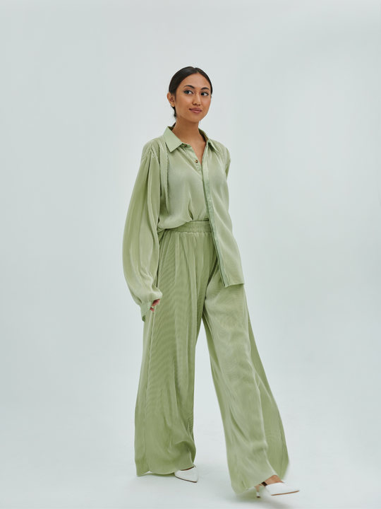 Cloe Pleated Long Pants in Pistachio