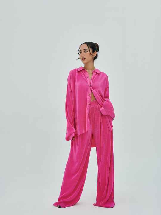 Cloe Pleated Shirt in Fuchsia
