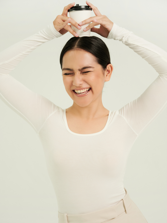 The Skin Deep Round Neck Top in Pearl