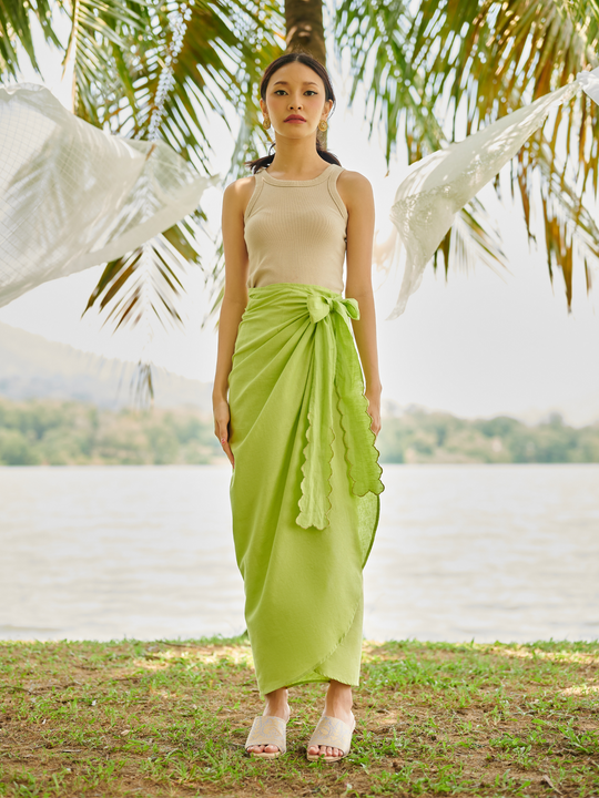 Dewi Wrap Skirt in Lime