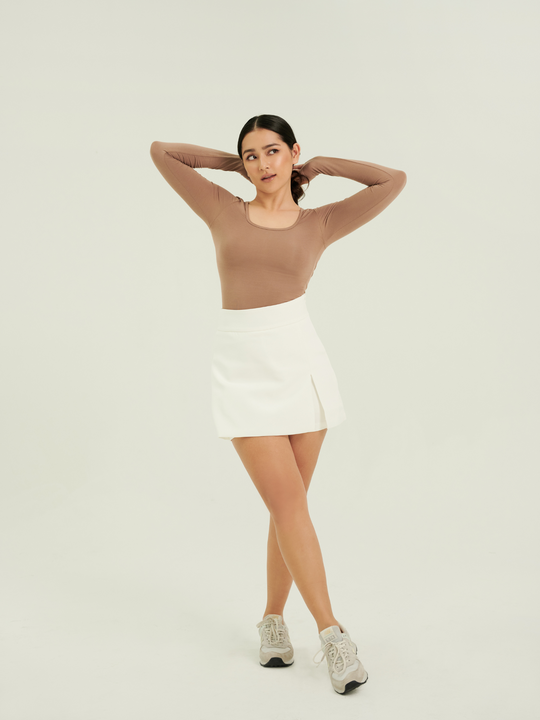 The Skin Deep Round Neck Top in Warm Tan