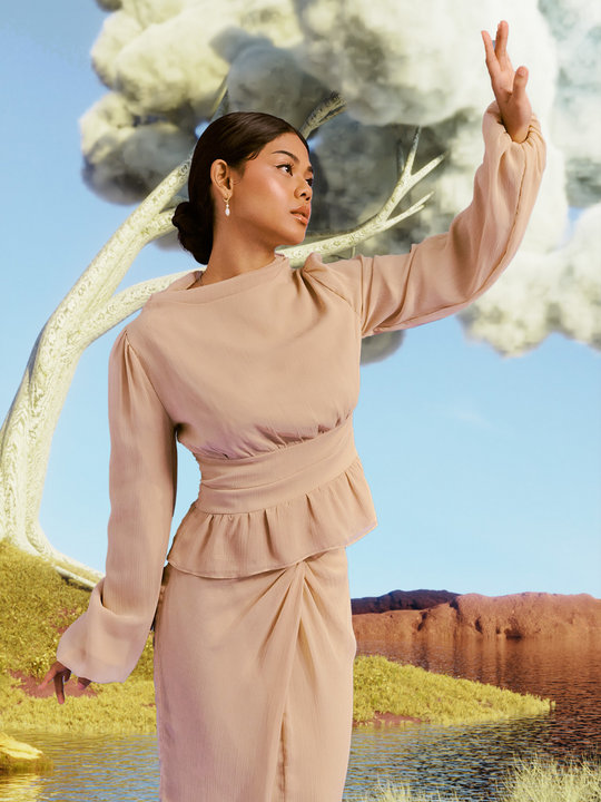 Baha Kurung In Pebble Beige