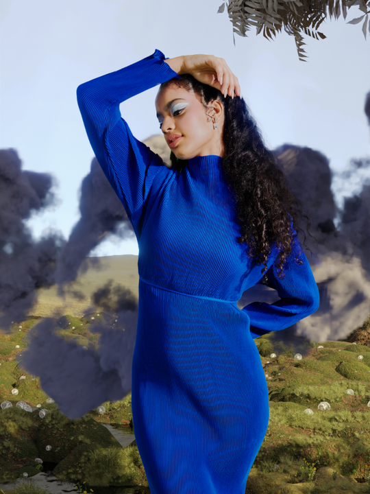 Dhia Dress in Midnight Cobalt Blue