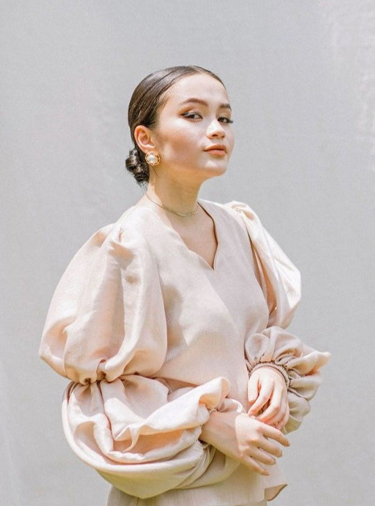 Kuntum Kurung Set in Nude