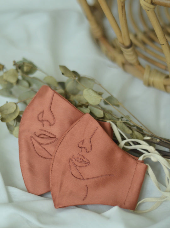 Mummy and Me Set : 4-Ply Face Mask with Ear Loop in Terracotta