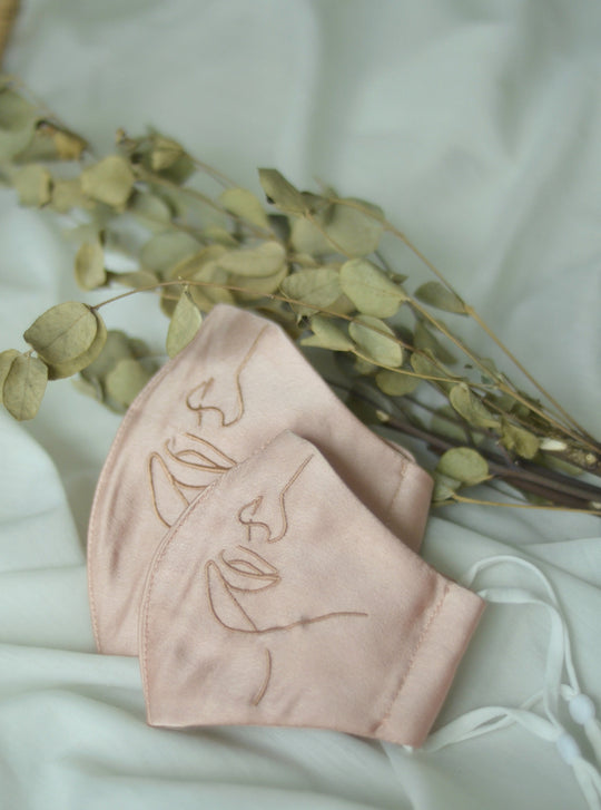 Mummy and Me Set : 4-Ply Face Mask with Ear Loop in Blush