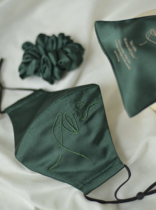 4-Ply Face Mask with Ear Loop in Emerald