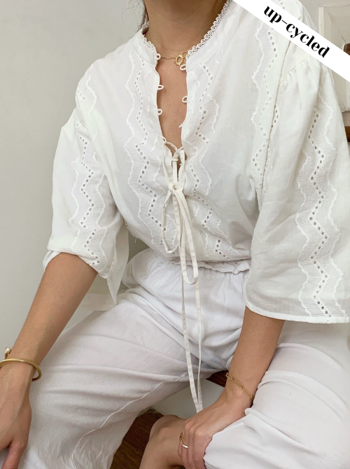 [Upcycle-ed]: Jul Top in White Cotton Lace